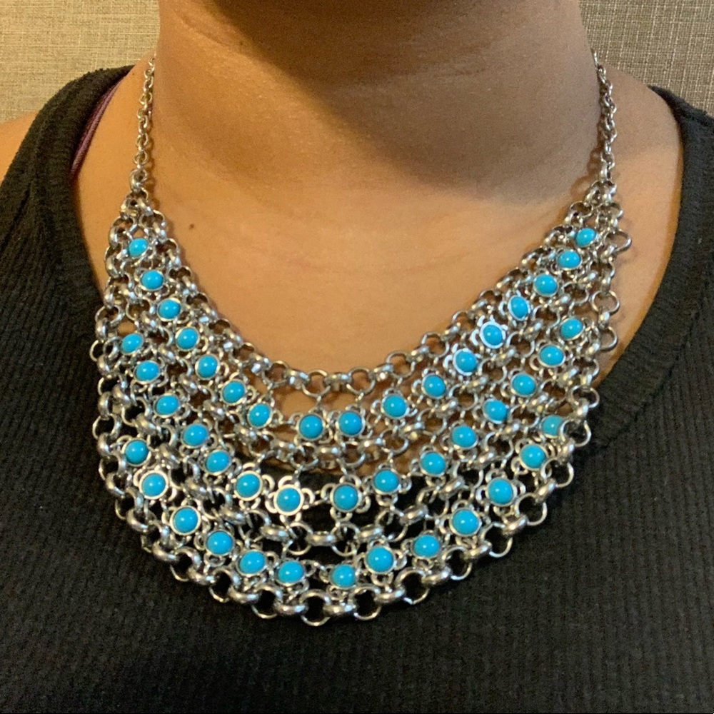 Silver and blue necklace